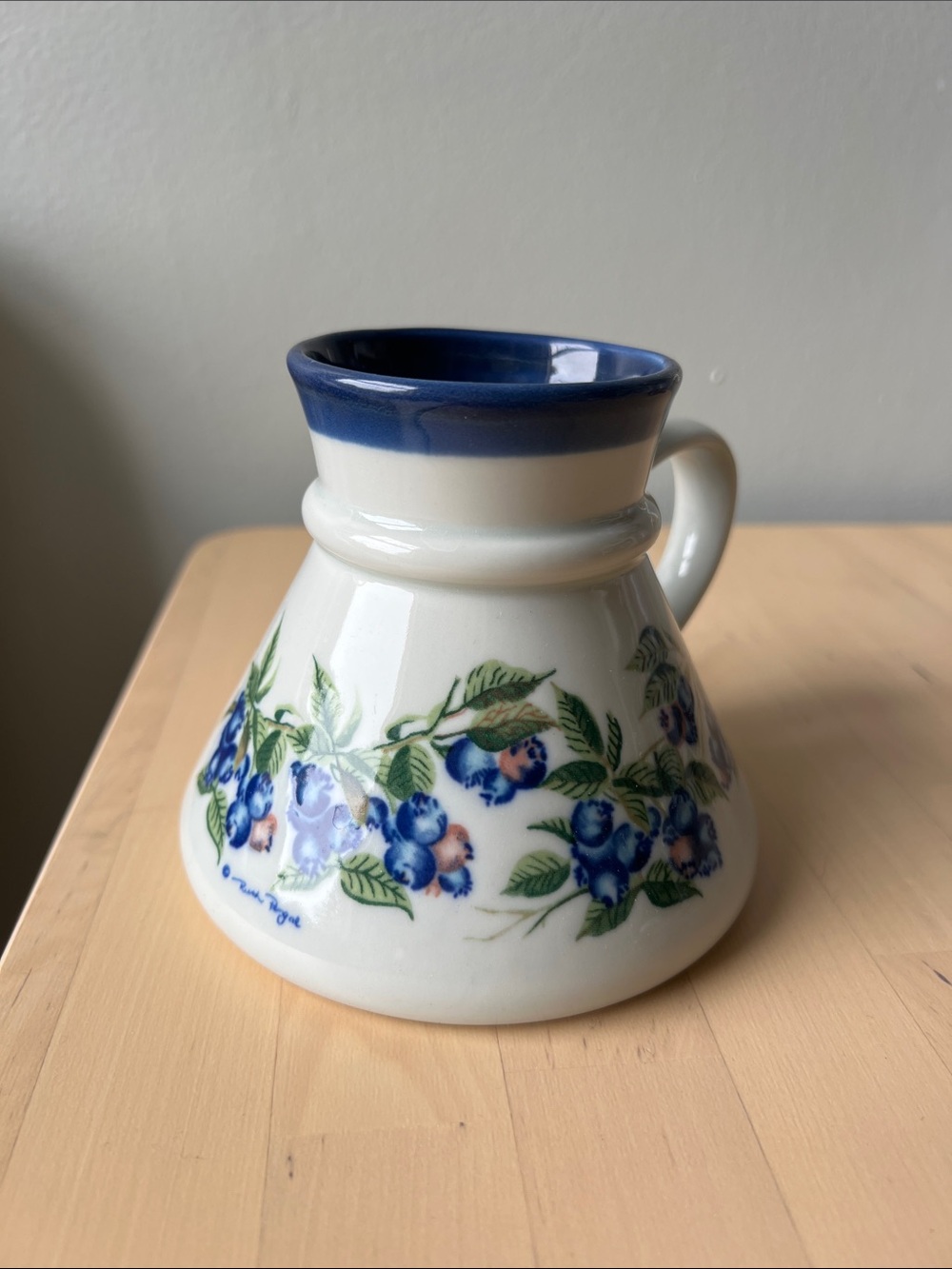 Blueberry Pattern Ceramic Pitcher Jug - Blue Rim